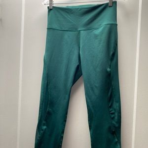 Emerald green highwaisted leggings w sheer panel M